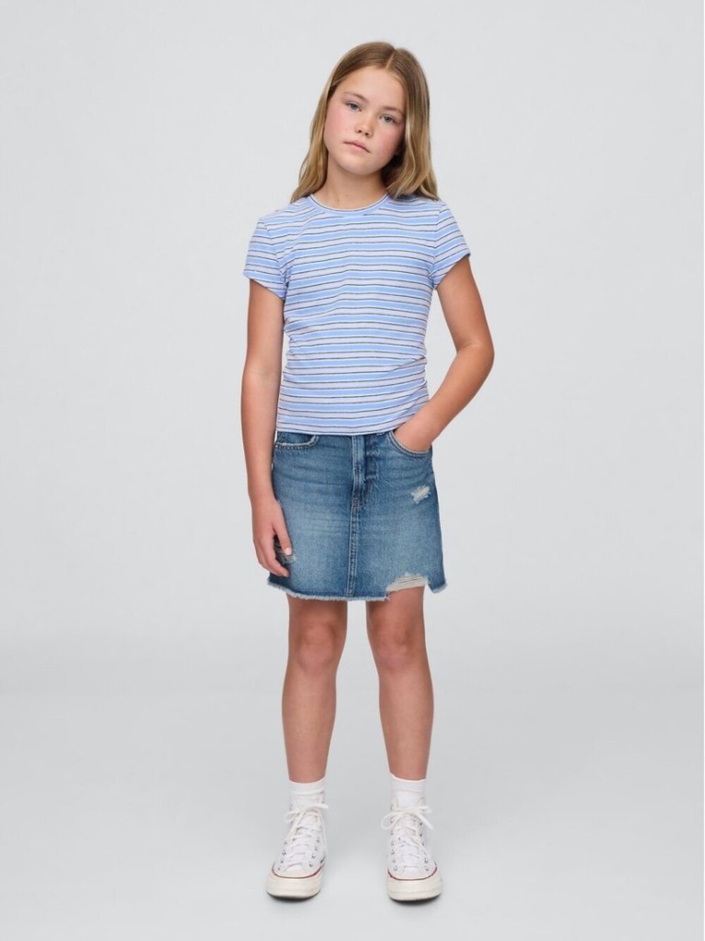 Gap Girls distressed denim mini skirt size 5